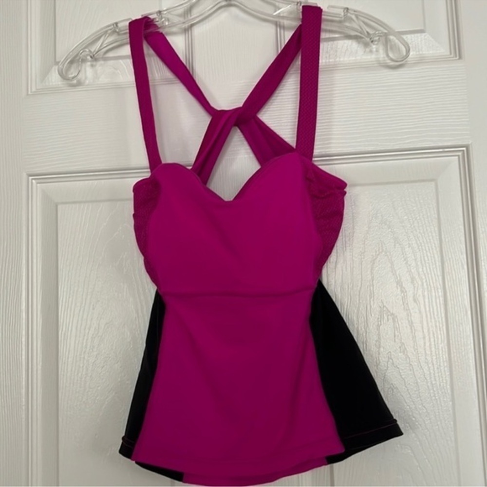 Lucy Fuchsia and Black Activewear Top